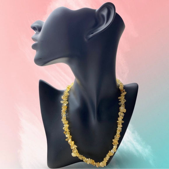 Citrine Necklace, Genuine Natural Citrine Necklace, Yellow Citrine Necklace - Picture 3 of 3
